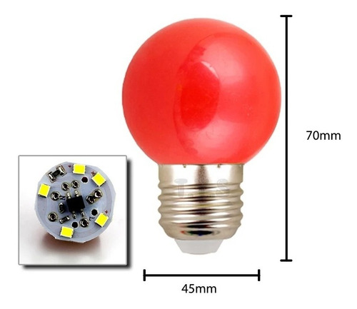 Bombillo Led 1w Pinpon Colores E27 110v Decorativo Eventos