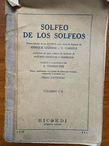 Solfeo De Los Solfeos. Ricordi. 1953