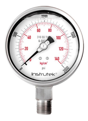 Manómetro Totalmente Inox Alta Presión 4 PLG, 2000 Psi