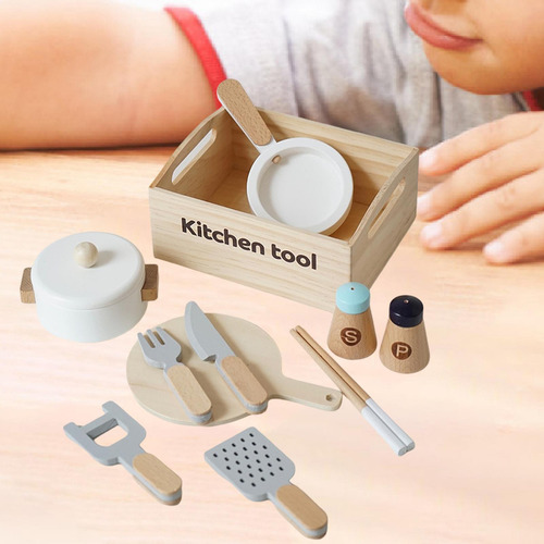 Juego De Cocina De Madera Con Pala Y Tenedor Montessori Para