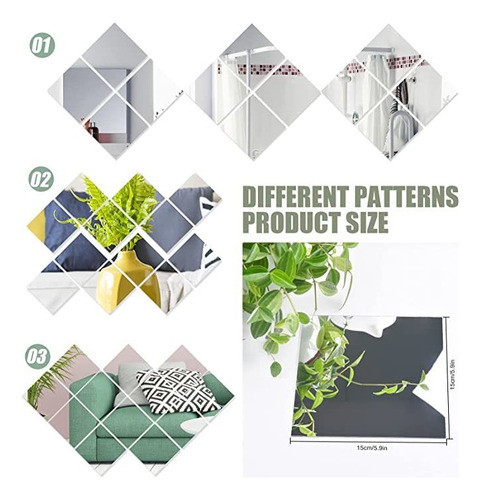 Pegatinas De Pared Cuadradas Con Espejo De 30 X 30 Cm, 20 Un