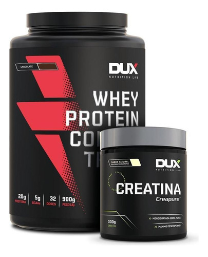 Whey Protein Concentrado Cookies 900g + Creatina 300g Dux