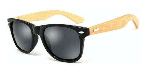 Lentes Gafas Sol Madera Bambu Hdcrafter 1501 Negro Gris