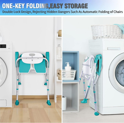 Silla De Ducha Plegable Con Respaldo Y Brazos 350 Lb