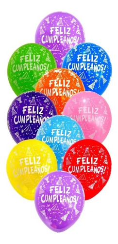 Globos Bombas Feliz Cumpleaños Impresos X20 Unidades