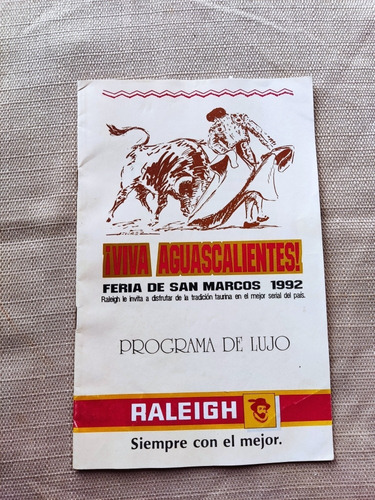 Antiguo Programa Taurino Feria San Marcos 1992 Raleigh Retro