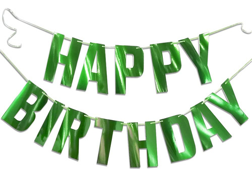 Cartel Metalico Verde Brillante Texto Ingl «happy Birthday»