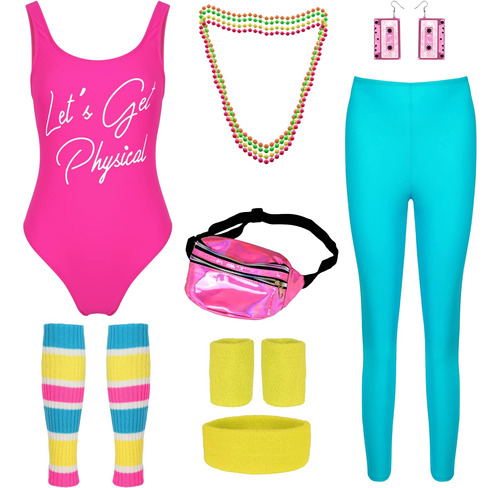 Cicoci 80s Outfit Para Mujer Ropa De Entrenamiento Disfraz C