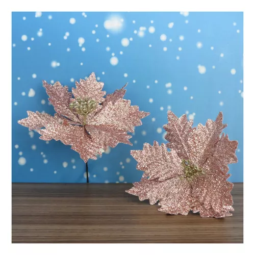 Kit 30 Flor Flores Enfeite Artificial Brilho Glitter Decoração Árvore Natal  Natlina