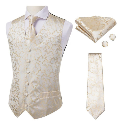 Chaleco Talla M + Corbata + Pañuelo + Gemelos | Dorado Beige