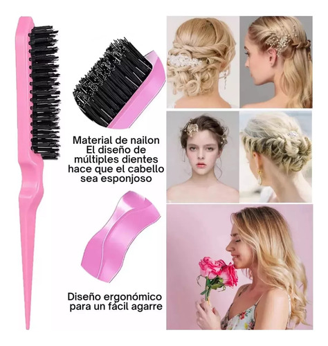 Kit Peinado 8pzs Cepillo Peine Botella Atomizador Peluquería Color Negro