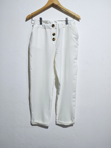 Pantalón De Vestir Recto Color Blanco Impecable