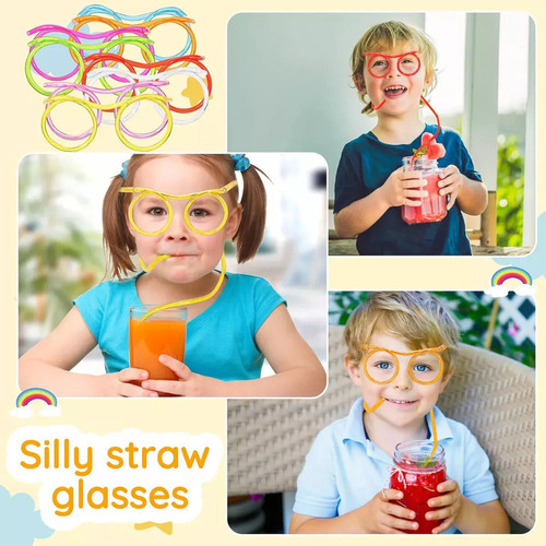 24 Tontas Gafas De Paja Con Pajitas For Fiesta De