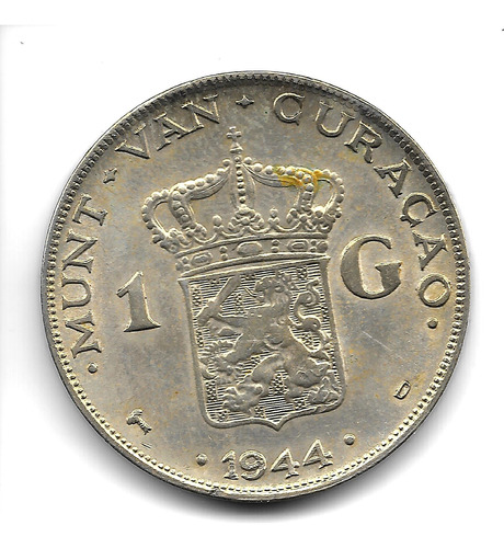 Curazao Escaso 1 Gulden De Plata Año 1944 D Km 45 - Sin Circ