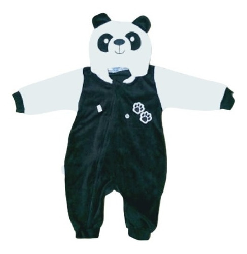 Imagem 1 de 8 de Macacão Bebê Panda Plush Zíper Menina Menino