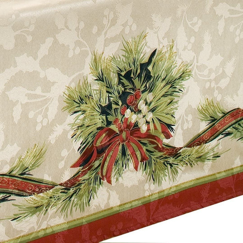 Imagen 2 de 4 de Mantel Tela Mesa Navideño Navidad Rectangular Año 152x264cm