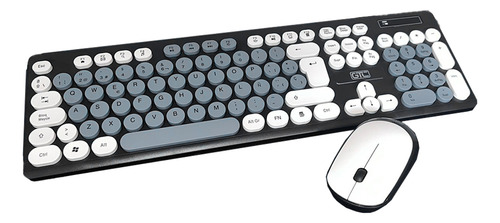 Kit Combo Teclado Y Mouse Inalambrico Gtc Cbg-027 Usb Optico Mouse Blanco Teclado Gris Oscuro