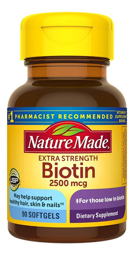 Nature Made Biotina 2500 Mcg Belleza Cabello Piel Uñas Sabor N/a