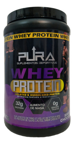 Pura Whey Protein Isolada Hidrolizada, 1kg 85%, Natural  