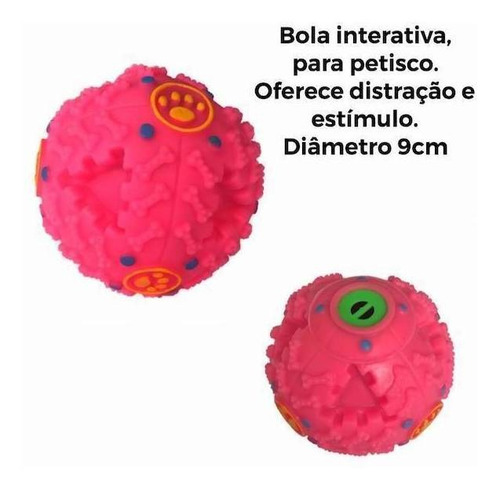 Imagem 2 de 3 de Bola Mordedor Petisco Pet Para Cachorros Interativa Rosa