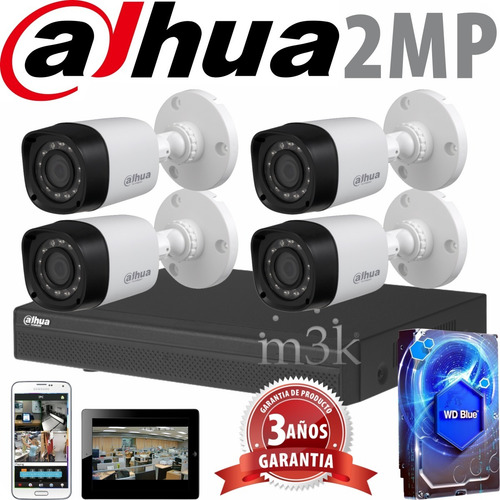 Kit Seguridad Dahua Full Hd Dvr 8 +disco 1tb Instalado + 4 Camaras 2mp 1080 Exterior Infrarrojas / Domo Interiores + Ip