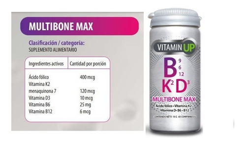 Imagen 2 de 9 de Newscience - Vitamin Up Multibone Max - Multivitaminico 60c