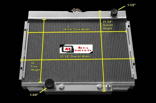 Radiador Aluminio 67-70 Ford Mustang/v8 3 Hileras 24 Pulgada
