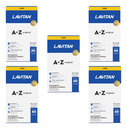 5 Lavitan Suplemento Vitamina A-z Original 60comp Cimed