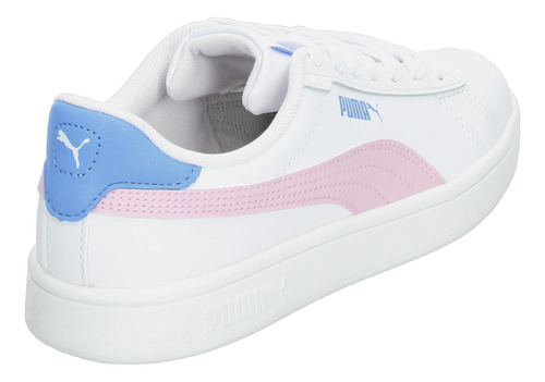 Tenis Puma Smash 3.0 L Jr Blanco Para Niña Colores Pastel Comodos Versatiles Original De Moda Ligero