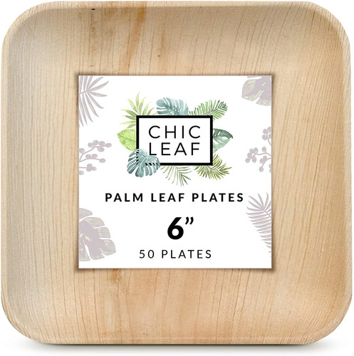 Platos Desechables Con Forma De Hoja De Palma Chic Leaf De 6