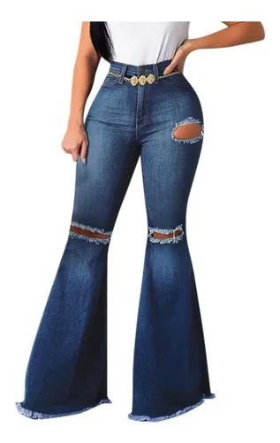 Mujer Acampanado Vaqueros Pantalones Anchos De Pierna Cuotas sin