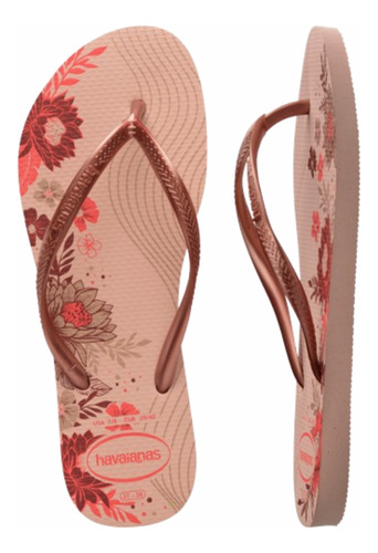 Chinelo Havaianas Feminino Slim Organic Sandalia Floral Rosa