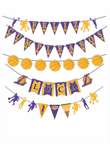 La Lakers Decoración Imprimible Para Cumpleaños