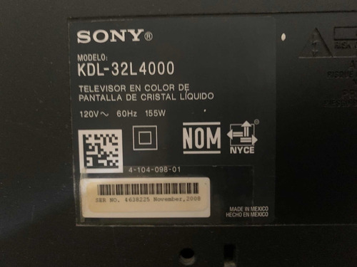 Imagen 2 de 2 de Tv Sony Bravía 32 Pulgadas Para Repuestos