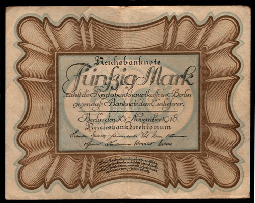 Alemania Billete De 50 Mark Del Año 1918 - Pick #65(1) 