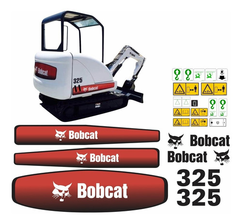 Adesivo Compatível Mini Escavadeira 325 + Etiquetas F224 Cor PADRÃO