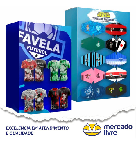 Pack 24 Vetores Futebol Favela Estampas Total + Máscaras