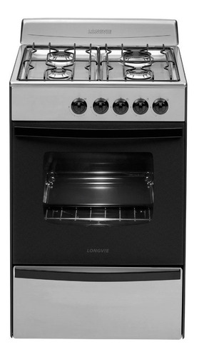 Imagen 1 de 3 de Cocina Longvie Standard 13231XF multigas 4 hornallas acero inoxidable puerta con visor 74L