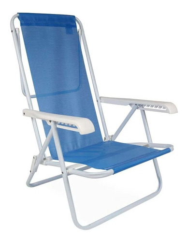 Cadeira Reclinável De Praia E Piscina 8 Posições Azul Mor