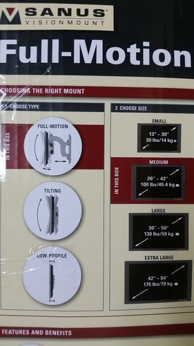 Imagen 7 de 10 de Sanus Soporte Montaje Tv Desde 26p A 42p Hasta 45,5 Kg New**