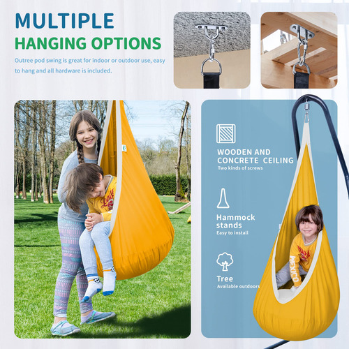 Asiento De Columpio Para Niños Hamaca De Algodón Amarillo Y