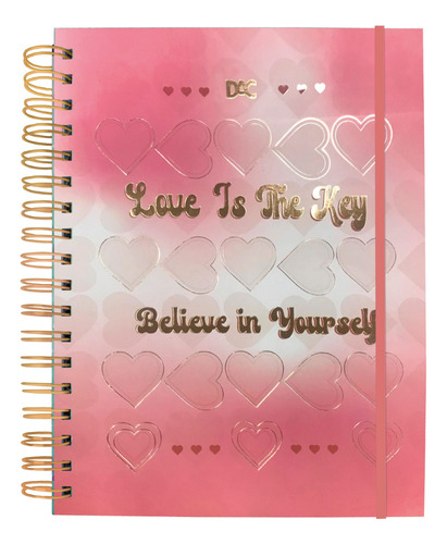 Caderno Smart Colegial Dac Feminino 10 Matérias Love Cor Love Is The Key