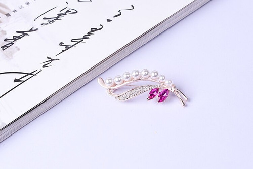 Broche Con Perlas Pin Grabado Con Cristal Austriaco Elegante