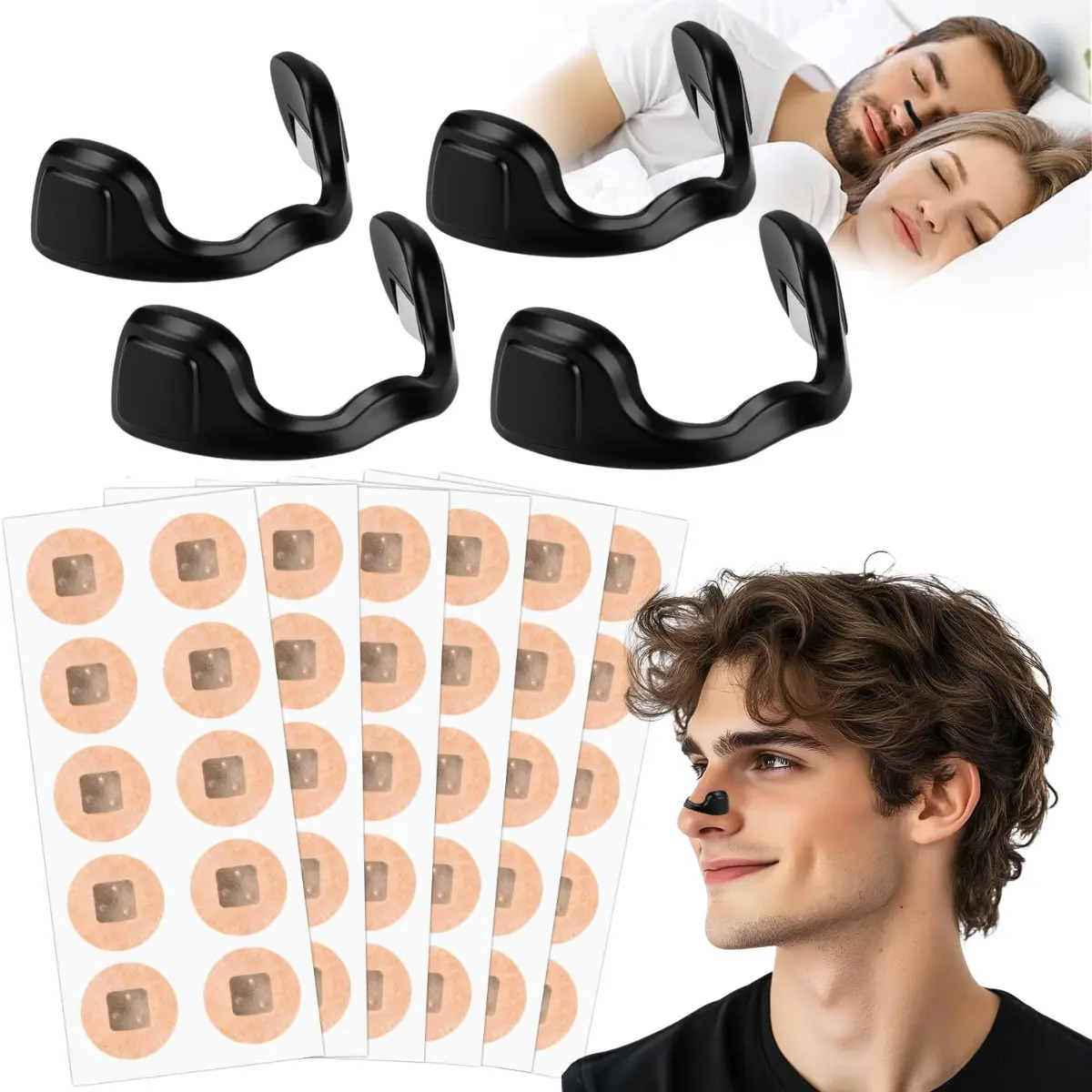 Kit Dilatador Nasal Magnético Antirronquidos Everest, Banda Reutilizable Y Parches Adhesivos 3m. Abre Vías Nasales Para Un Sueño Garantizado 24h. Ajuste Cómodo Y Seguro. Ideal Para