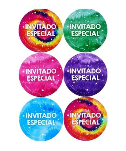 Distintivo Sticker Cumpleaños Colores Fiesta C/24pz
