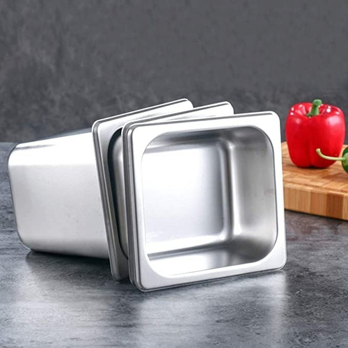 Imagen 4 de 9 de Pack 6 Deposito Gastronomico Acero 17 Cm X 10 Cm Con Tapa