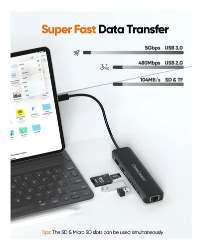 Hub Usb C Con Ethernet, Cablecreation 7 En 1 Hdmi Usb C Con 7 En 1 Negro.