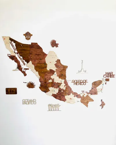 comprar Mapa De Madera México Pueblos Mágicos, Zonas Arqueológicas