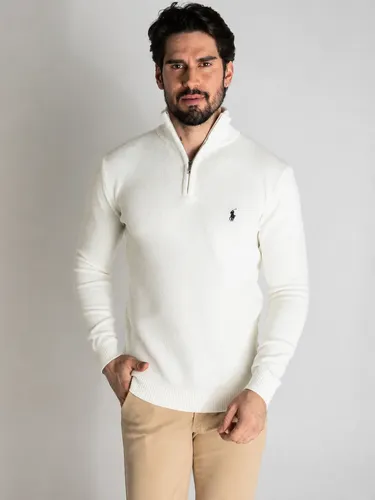 Suéter Ralph Lauren Masculino Zíper Off White | Parcelamento sem juros