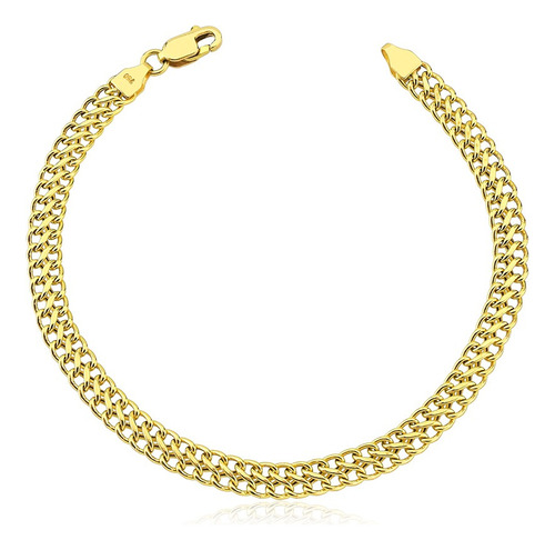 Pulseira Feminina De Ouro 18k Lacraia 6mm E 18cm Comprimento 18 cm Cor Amarelo Diâmetro 18 cm